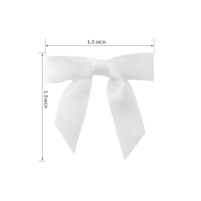 7Rainbows 50pcs Boutique 1.5" White Satin Ribbon Mini Bows for Craft Sewing Scrapbooking Wedding and Gift Wrapping - Image 2